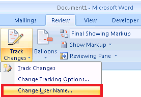 change account name microsoft word