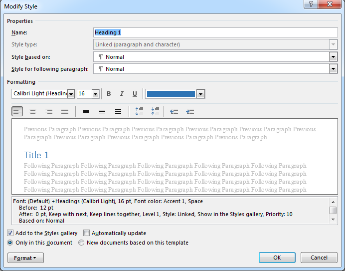 Create a table of contents in Word