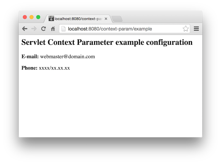 servlet context parameter example configuration